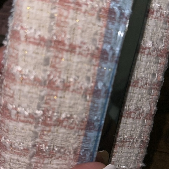 Venus Women's Pink White Tweed Structured Belt Bag New - Picture 6 of 8